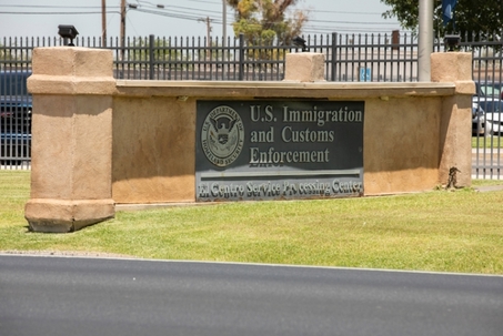 El Centro, California, USA - May 27, 2022: Afternoon light shines on the U.S. Immigration and Customs Enforcement Service Processing Center.